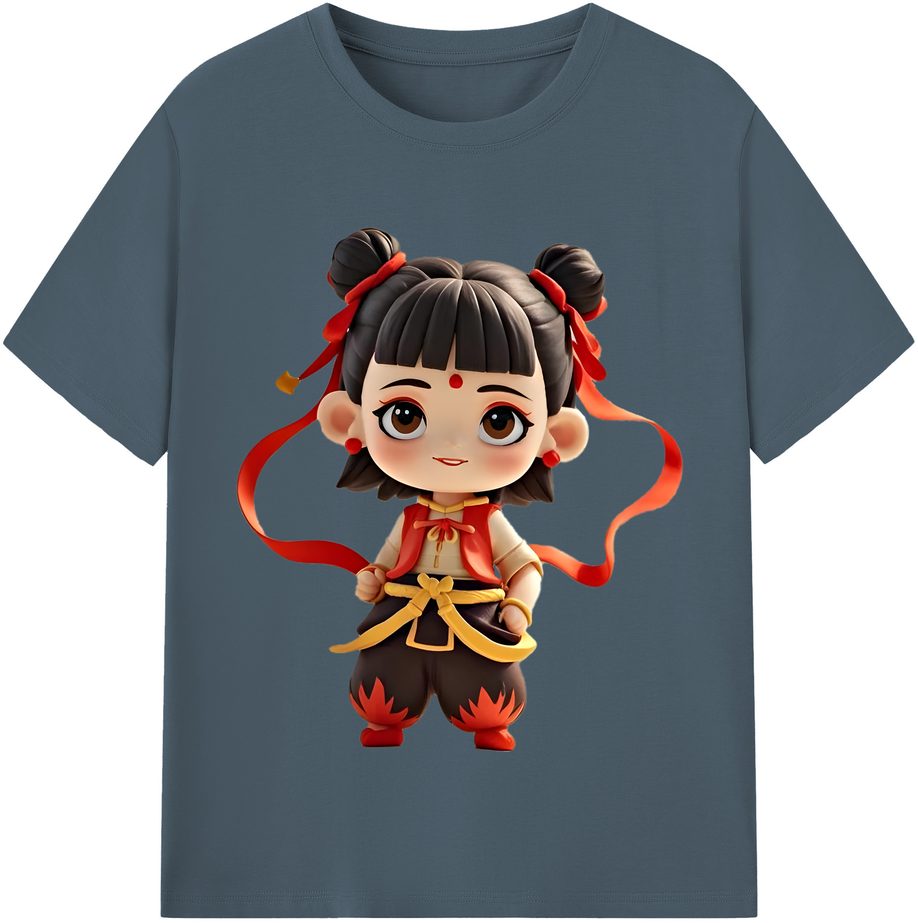 （画像用） Ne Zha 2 ナタ 魔童の大暴れ 綿100％半袖Tシャツ（フロントプリント）